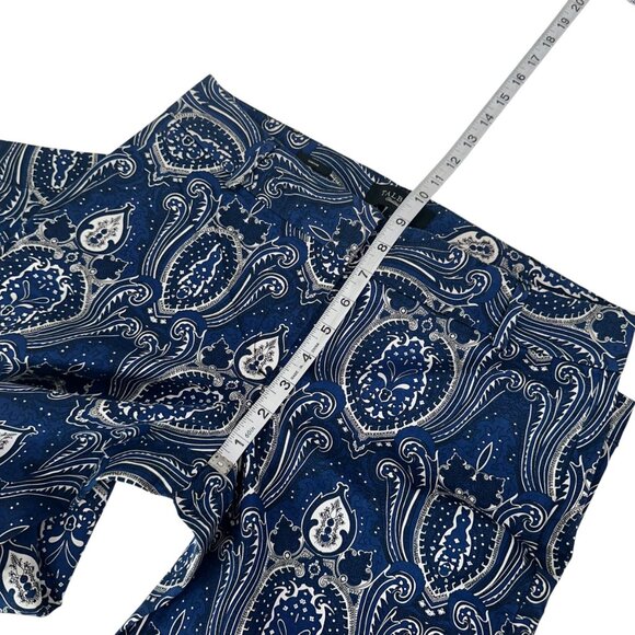 Talbots Womens Blue Paisley Print Capri Pants Size 4 Cotton/Spandex Blend - Picture 7 of 13
